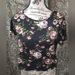 Floral Black Top